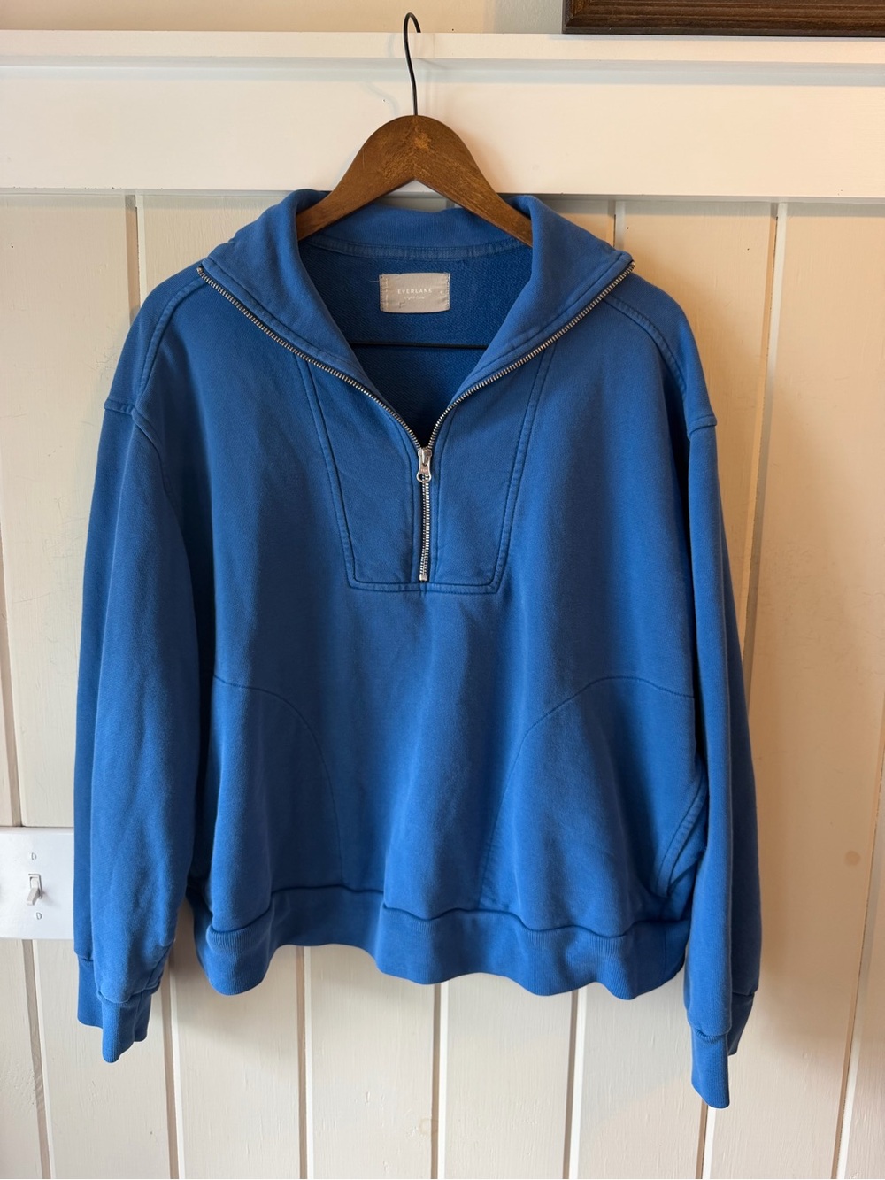Everlane Women’s Royal Blue Half-Zip Pullover Sweatshirt, Size XL